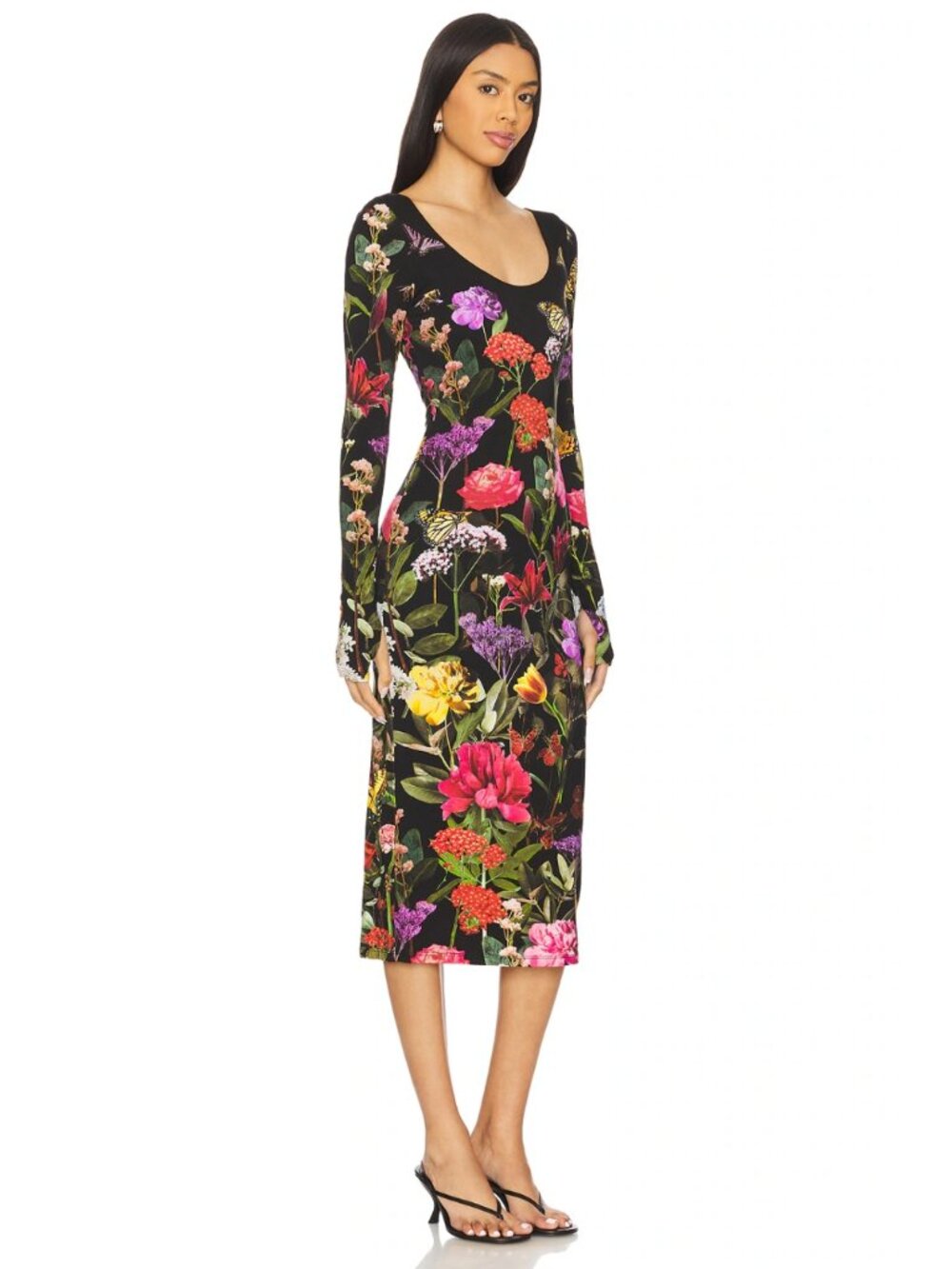 Alice + Olivia Delora Secret Garden Floral Midi Dress Size 10 - Picture 2 of 11